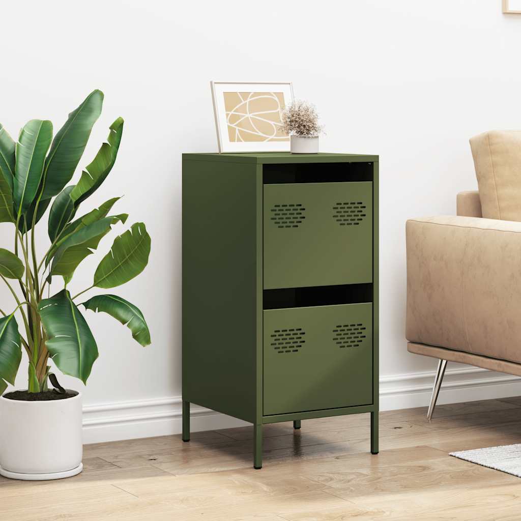 Dressoir 35x39x73,5 cm koudgewalst staal olijfgroen is nu te koop bij PeponiXL, paradijselijk wonen!