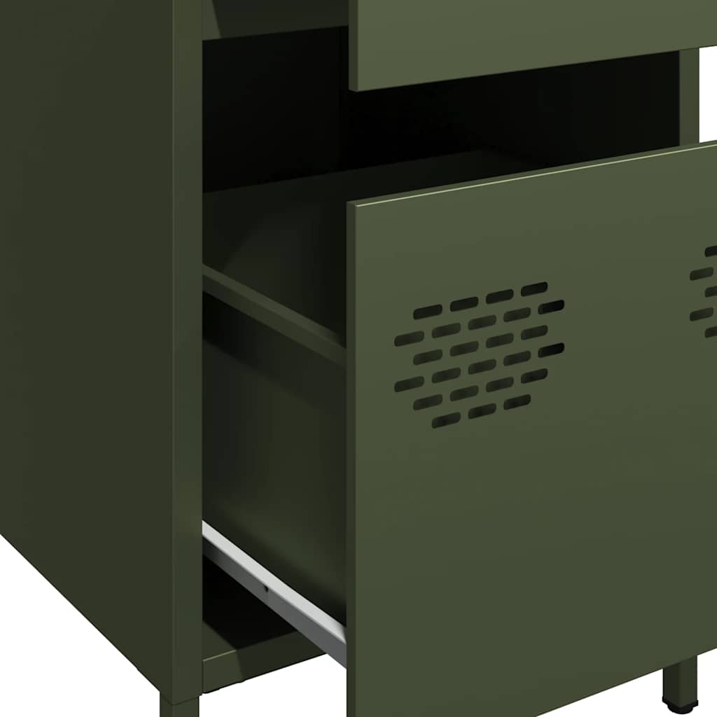 Dressoir 35x39x73,5 cm koudgewalst staal olijfgroen is nu te koop bij PeponiXL, paradijselijk wonen!