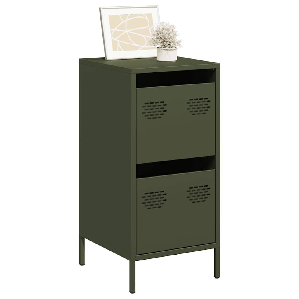 Dressoir 35x39x73,5 cm koudgewalst staal olijfgroen is nu te koop bij PeponiXL, paradijselijk wonen!