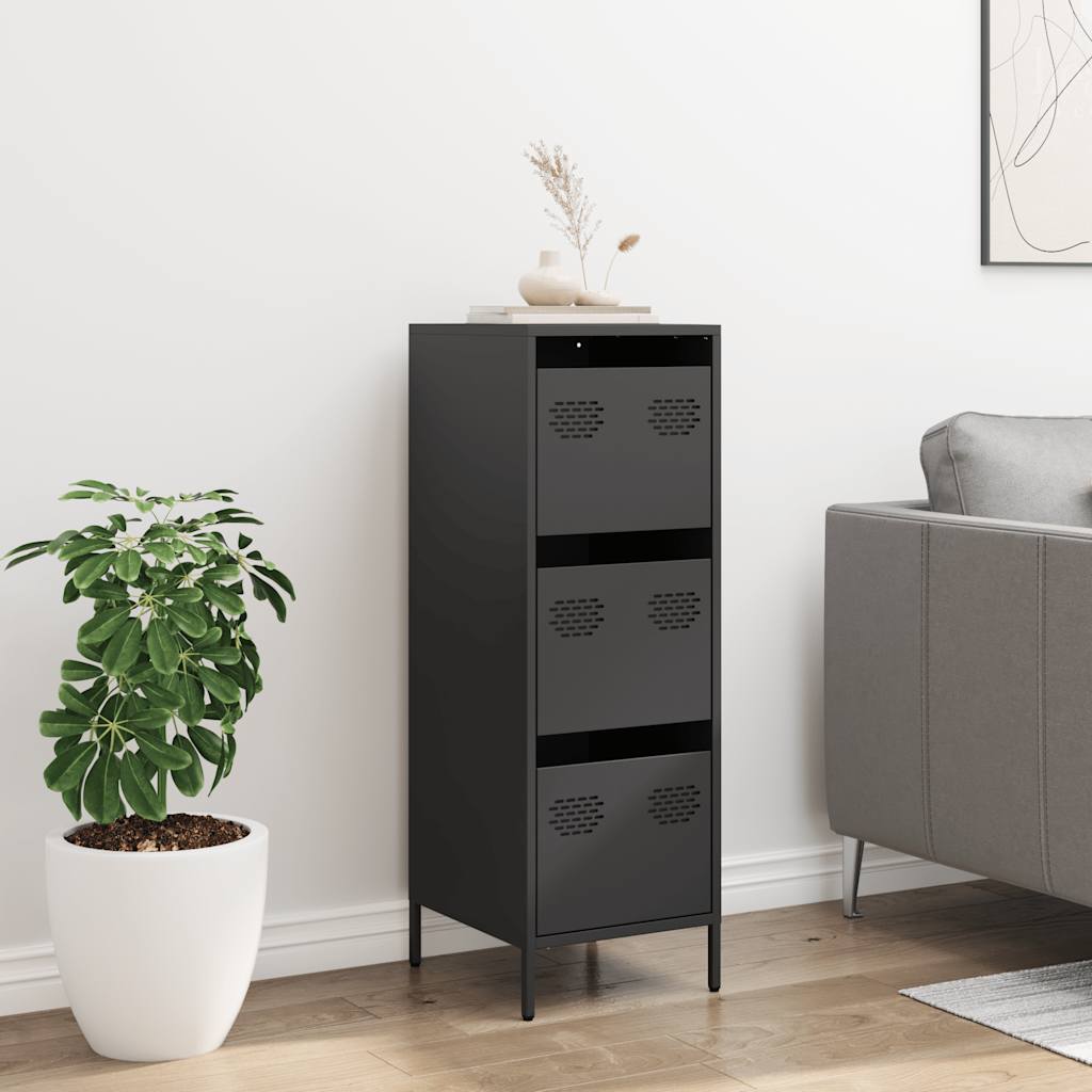 Hoge kast 39x35x103,5 cm staal zwart is nu te koop bij PeponiXL, paradijselijk wonen!
