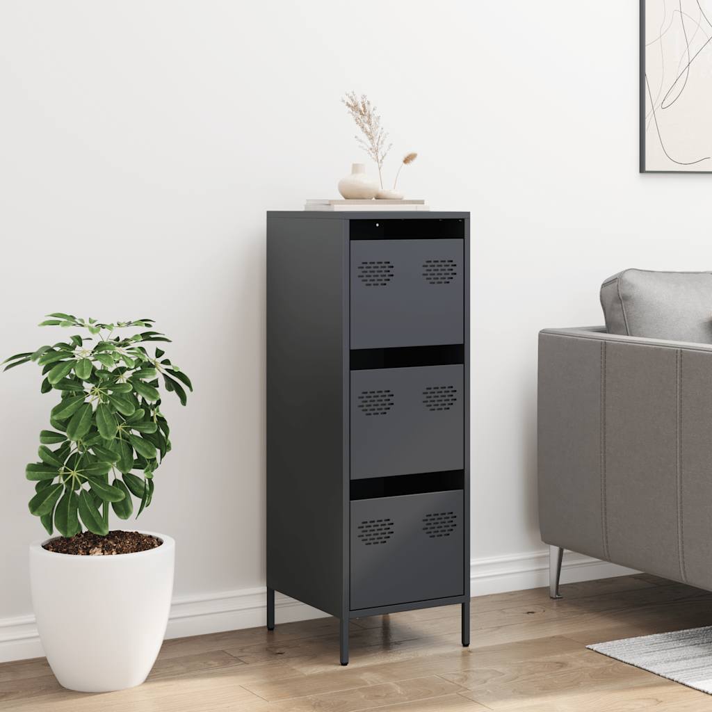 Hoge kast 39x35x103,5 cm staal antracietkleurig is nu te koop bij PeponiXL, paradijselijk wonen!