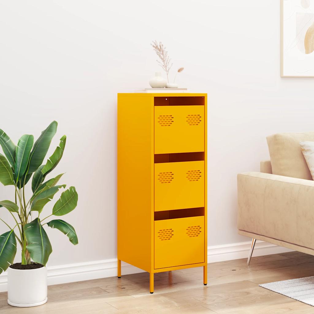 Hoge kast 39x35x103,5 cm staal mosterdgeel is nu te koop bij PeponiXL, paradijselijk wonen!