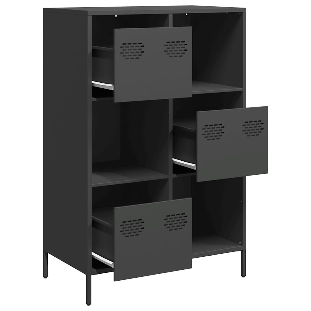 Hoge kast 68x39x103,5 cm staal zwart is nu te koop bij PeponiXL, paradijselijk wonen!
