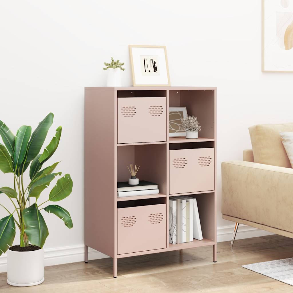 Hoge kast 68x39x103,5 cm staal roze is nu te koop bij PeponiXL, paradijselijk wonen!