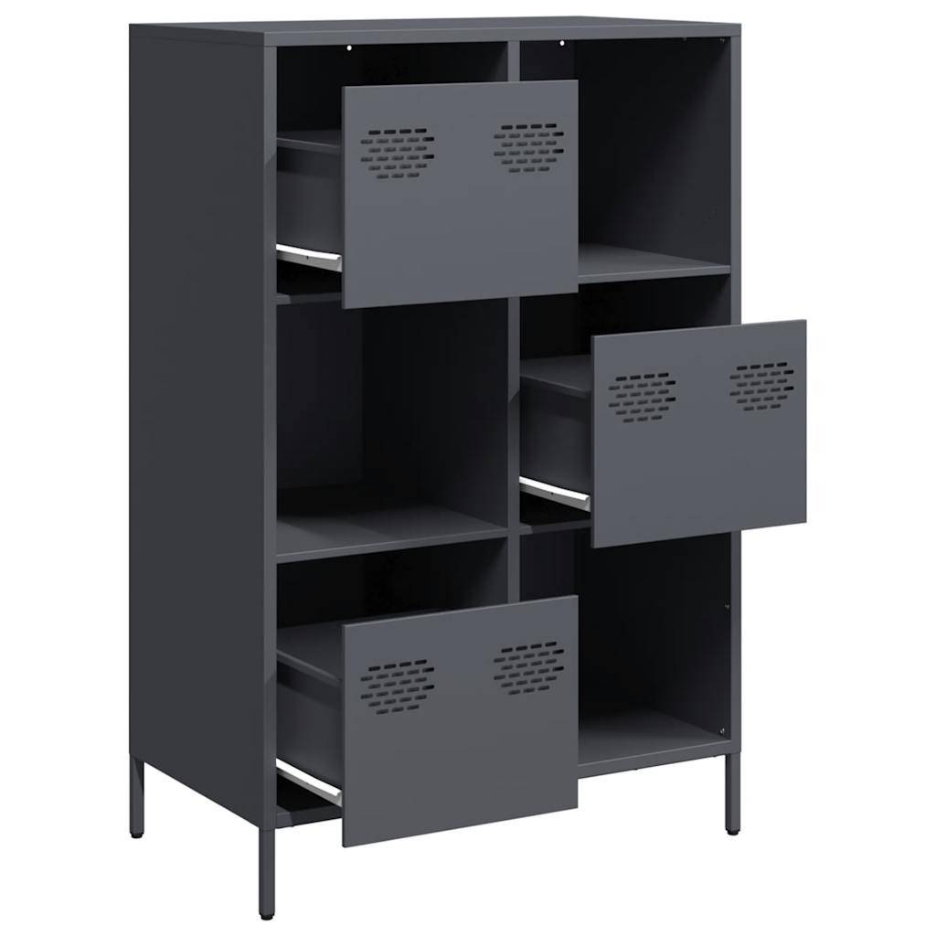 Hoge kast 68x39x103,5 cm staal antracietkleurig is nu te koop bij PeponiXL, paradijselijk wonen!