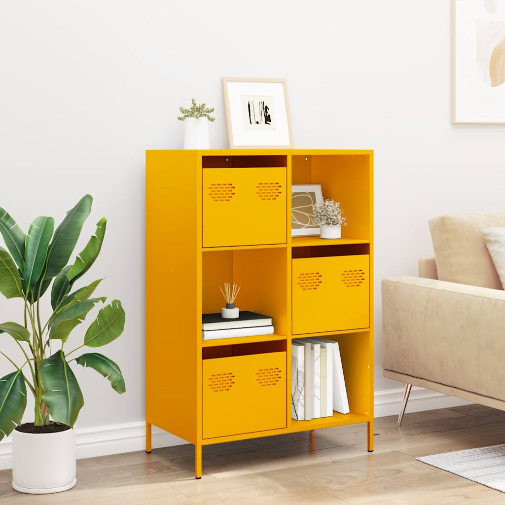 Hoge kast 68x39x103,5 cm staal mosterdgeel is nu te koop bij PeponiXL, paradijselijk wonen!