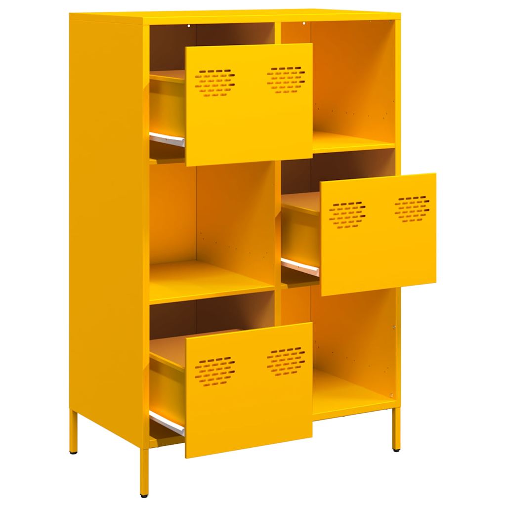 Hoge kast 68x39x103,5 cm staal mosterdgeel is nu te koop bij PeponiXL, paradijselijk wonen!