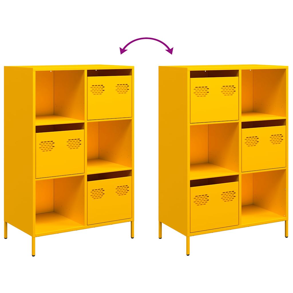 Hoge kast 68x39x103,5 cm staal mosterdgeel is nu te koop bij PeponiXL, paradijselijk wonen!