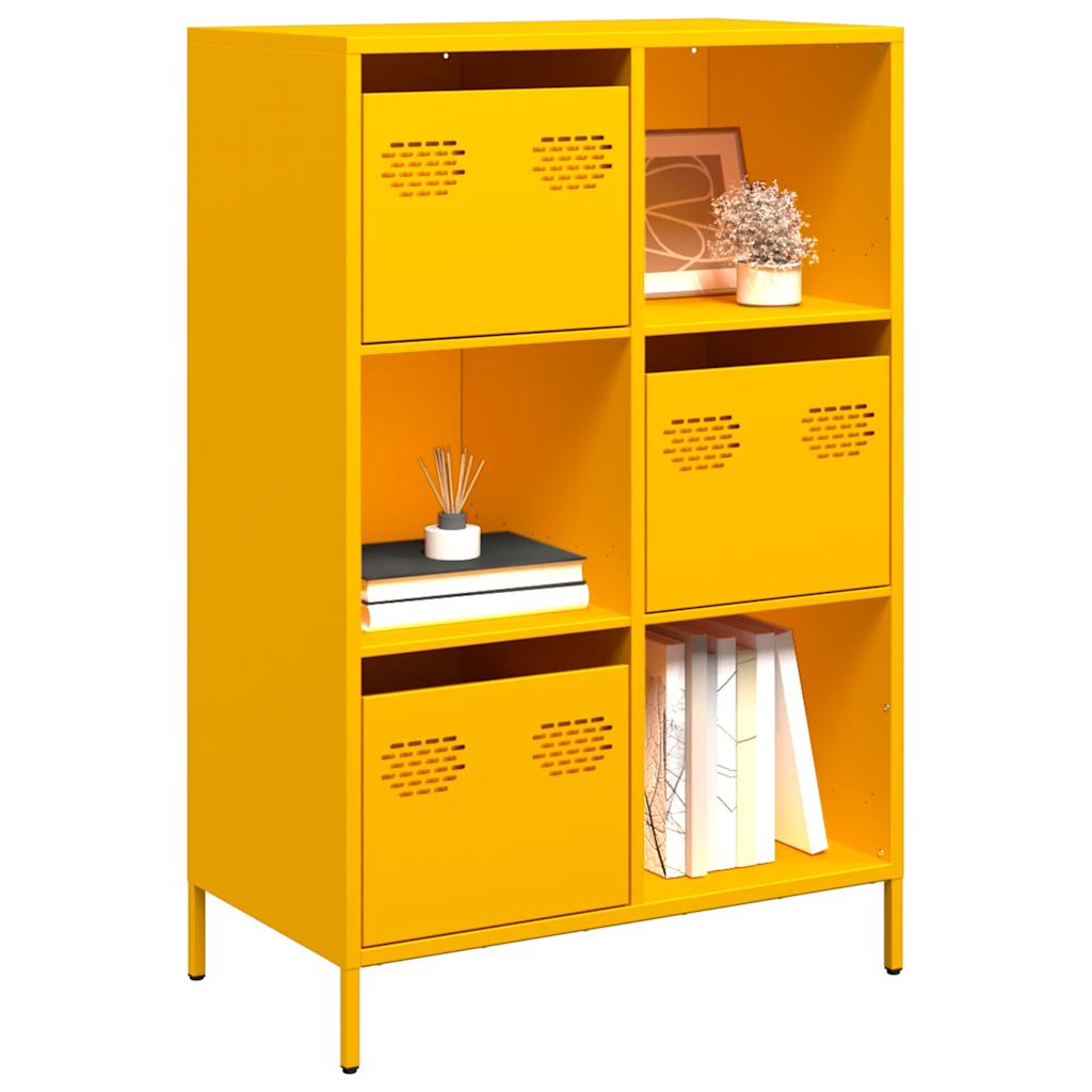 Hoge kast 68x39x103,5 cm staal mosterdgeel is nu te koop bij PeponiXL, paradijselijk wonen!