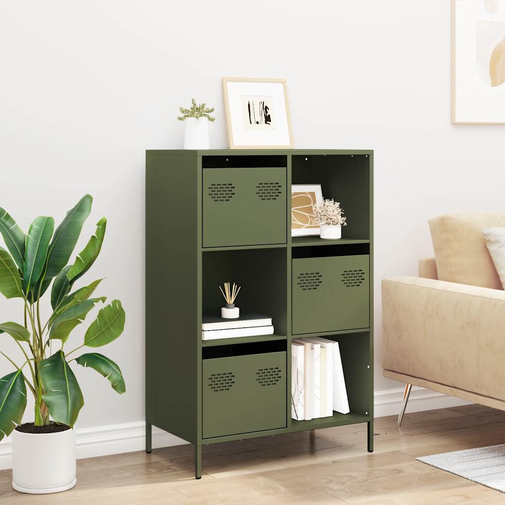 Hoge kast 68x39x103,5 cm staal olijfgroen is nu te koop bij PeponiXL, paradijselijk wonen!
