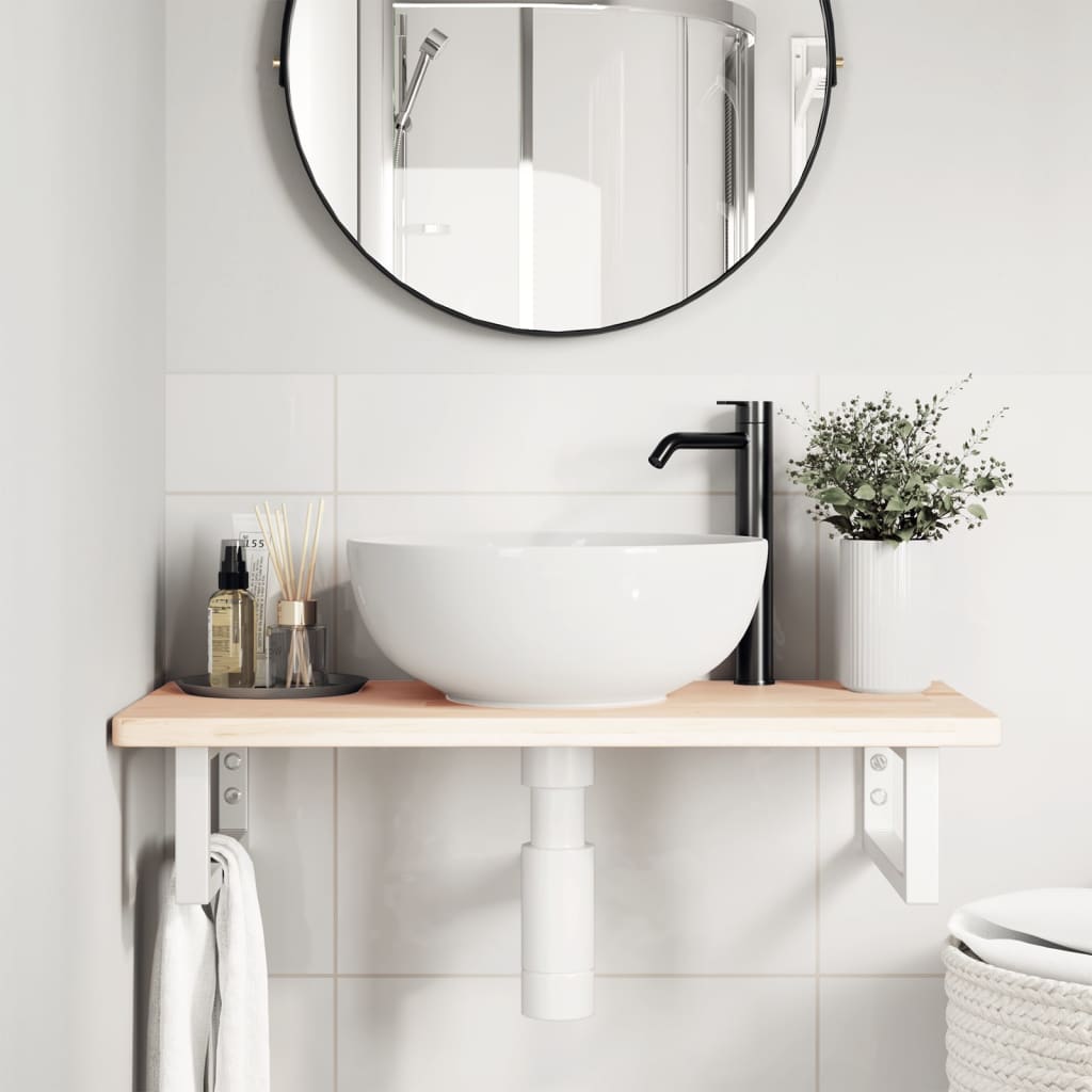 Badkamer wandschap staal en massief eikenhout is nu te koop bij PeponiXL, paradijselijk wonen!