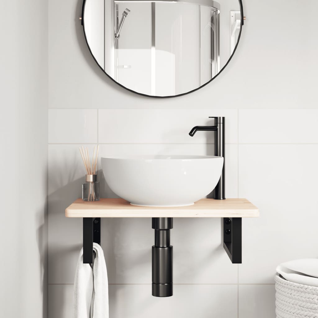 Badkamer wandschap staal en massief eikenhout is nu te koop bij PeponiXL, paradijselijk wonen!