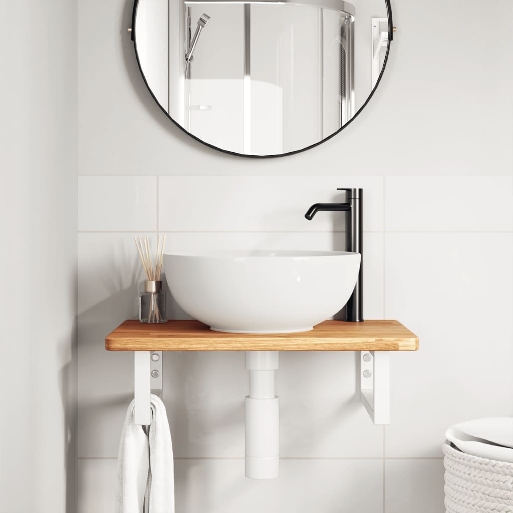 Badkamer wandschap staal en massief eikenhout is nu te koop bij PeponiXL, paradijselijk wonen!