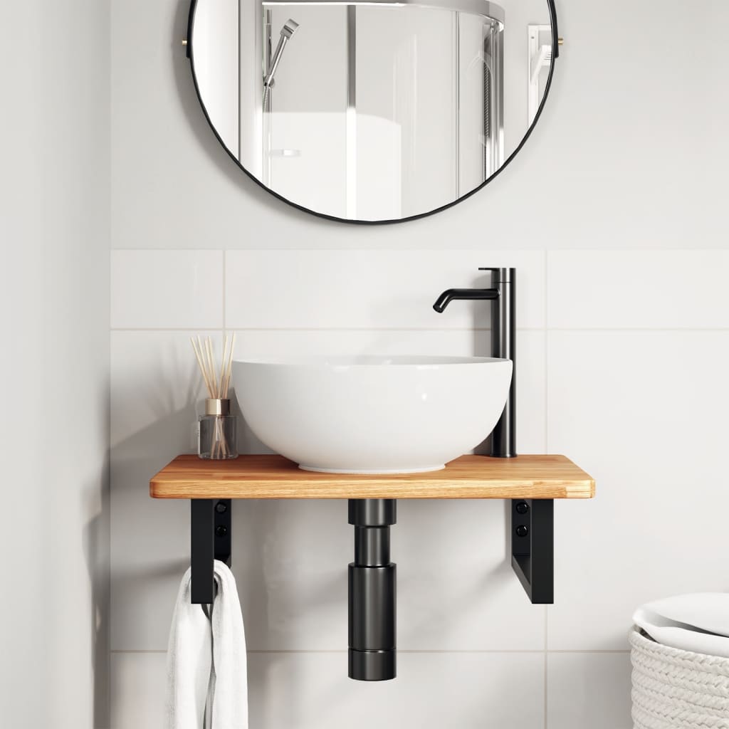 Badkamer wandschap staal en massief eikenhout is nu te koop bij PeponiXL, paradijselijk wonen!