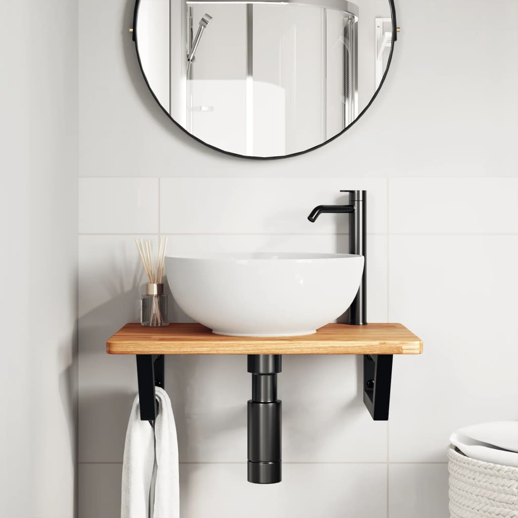 Badkamer wandschap staal en massief eikenhout is nu te koop bij PeponiXL, paradijselijk wonen!