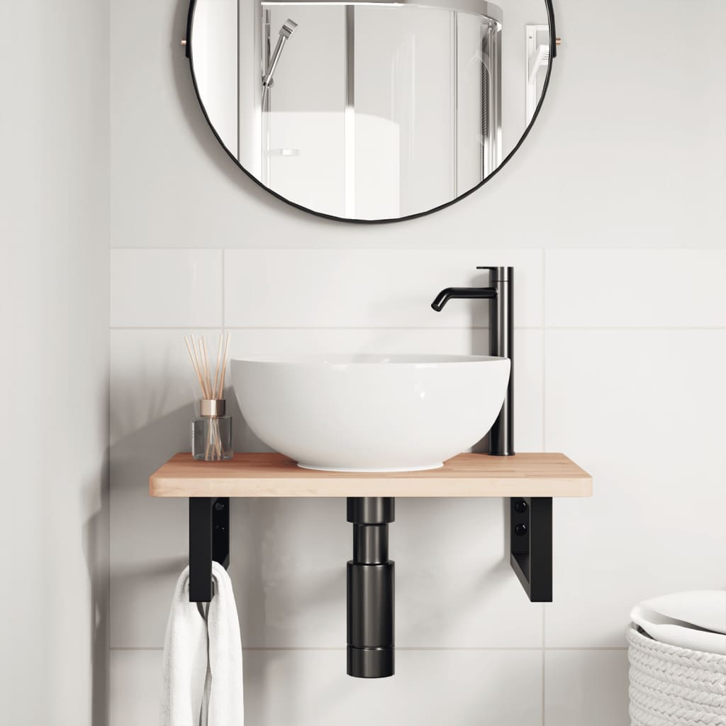 Badkamer wandschap staal en massief beukenhout is nu te koop bij PeponiXL, paradijselijk wonen!
