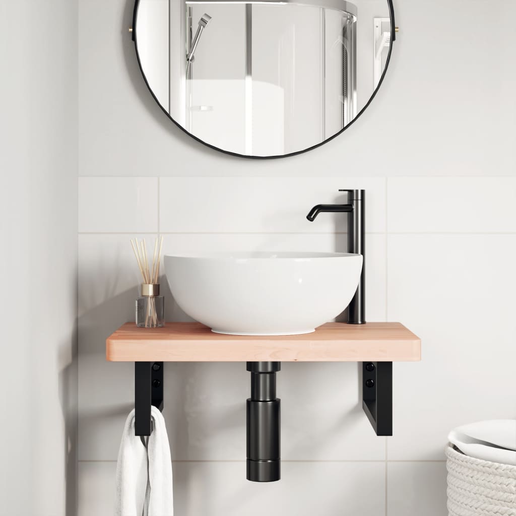 Badkamer wandschap staal en massief beukenhout is nu te koop bij PeponiXL, paradijselijk wonen!