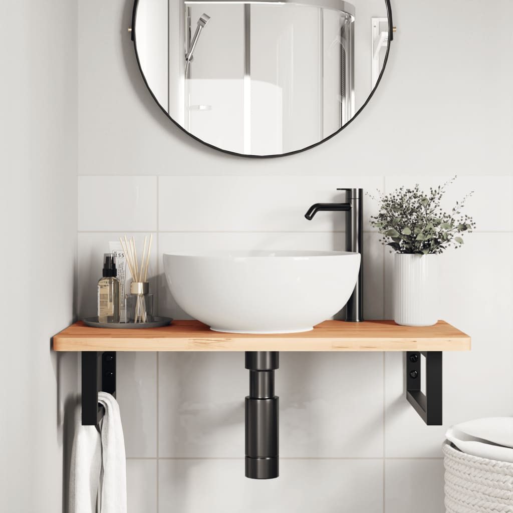 Badkamer wandschap staal en massief beukenhout is nu te koop bij PeponiXL, paradijselijk wonen!