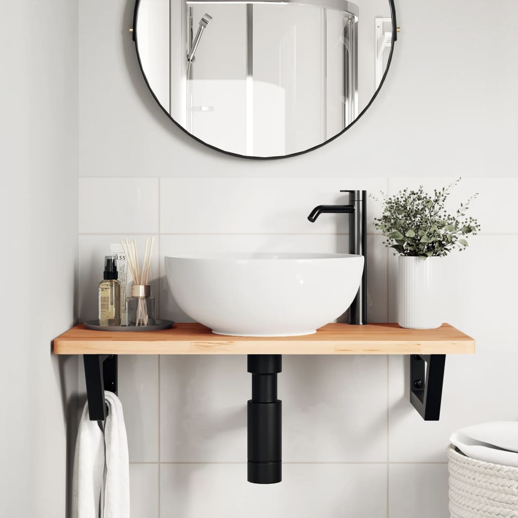 Badkamer wandschap staal en massief beukenhout is nu te koop bij PeponiXL, paradijselijk wonen!