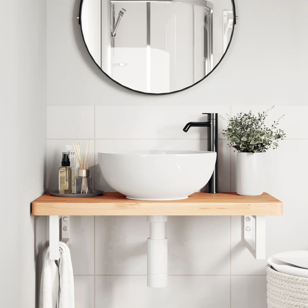 Badkamer wandschap staal en massief beukenhout is nu te koop bij PeponiXL, paradijselijk wonen!