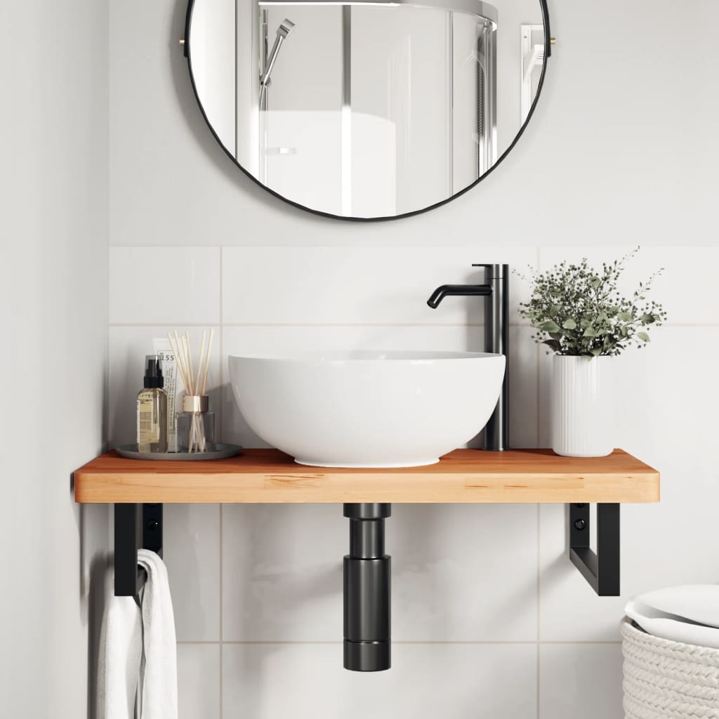 Badkamer wandschap staal en massief beukenhout is nu te koop bij PeponiXL, paradijselijk wonen!