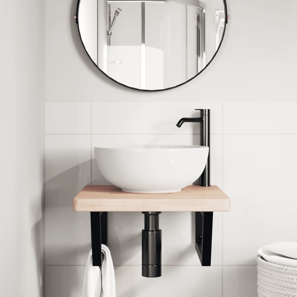 Badkamer wandschap staal en massief eikenhout is nu te koop bij PeponiXL, paradijselijk wonen!