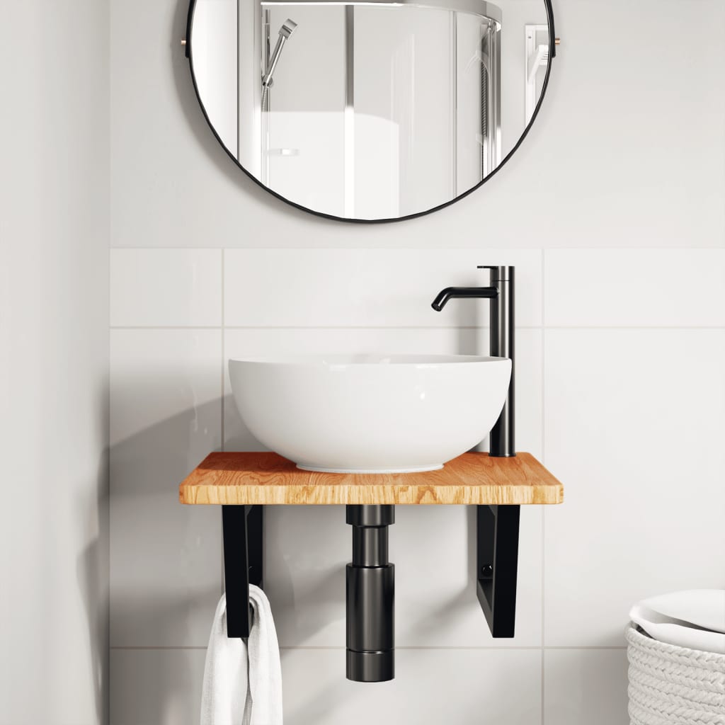 Badkamer wandschap staal en massief eikenhout is nu te koop bij PeponiXL, paradijselijk wonen!