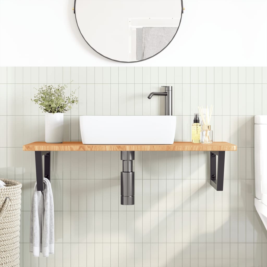Badkamer wandschap staal en massief eikenhout is nu te koop bij PeponiXL, paradijselijk wonen!