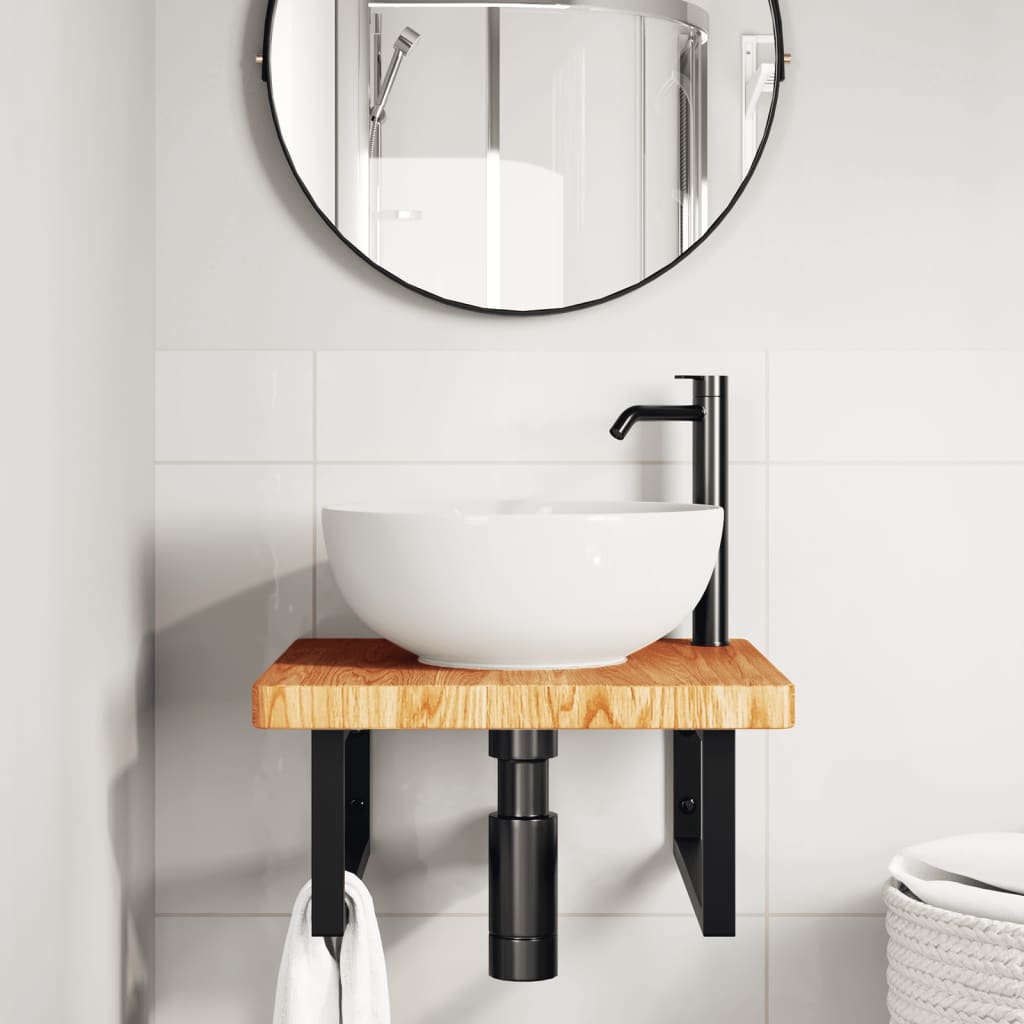 Badkamer wandschap staal en massief eikenhout is nu te koop bij PeponiXL, paradijselijk wonen!