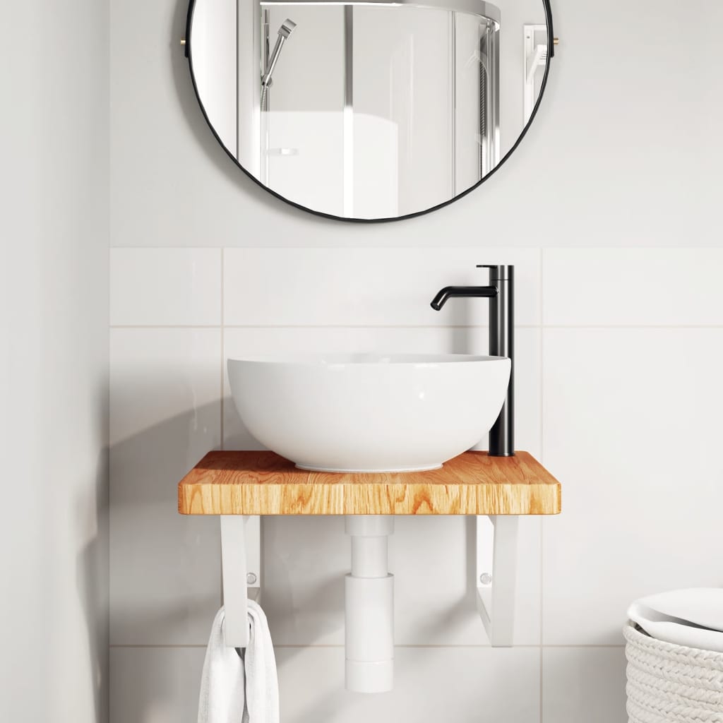 Badkamer wandschap staal en massief eikenhout is nu te koop bij PeponiXL, paradijselijk wonen!