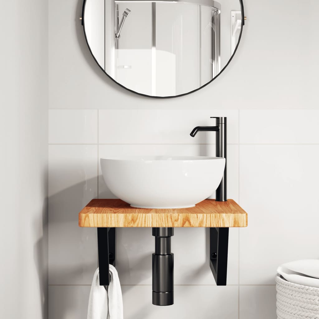 Badkamer wandschap staal en massief eikenhout is nu te koop bij PeponiXL, paradijselijk wonen!