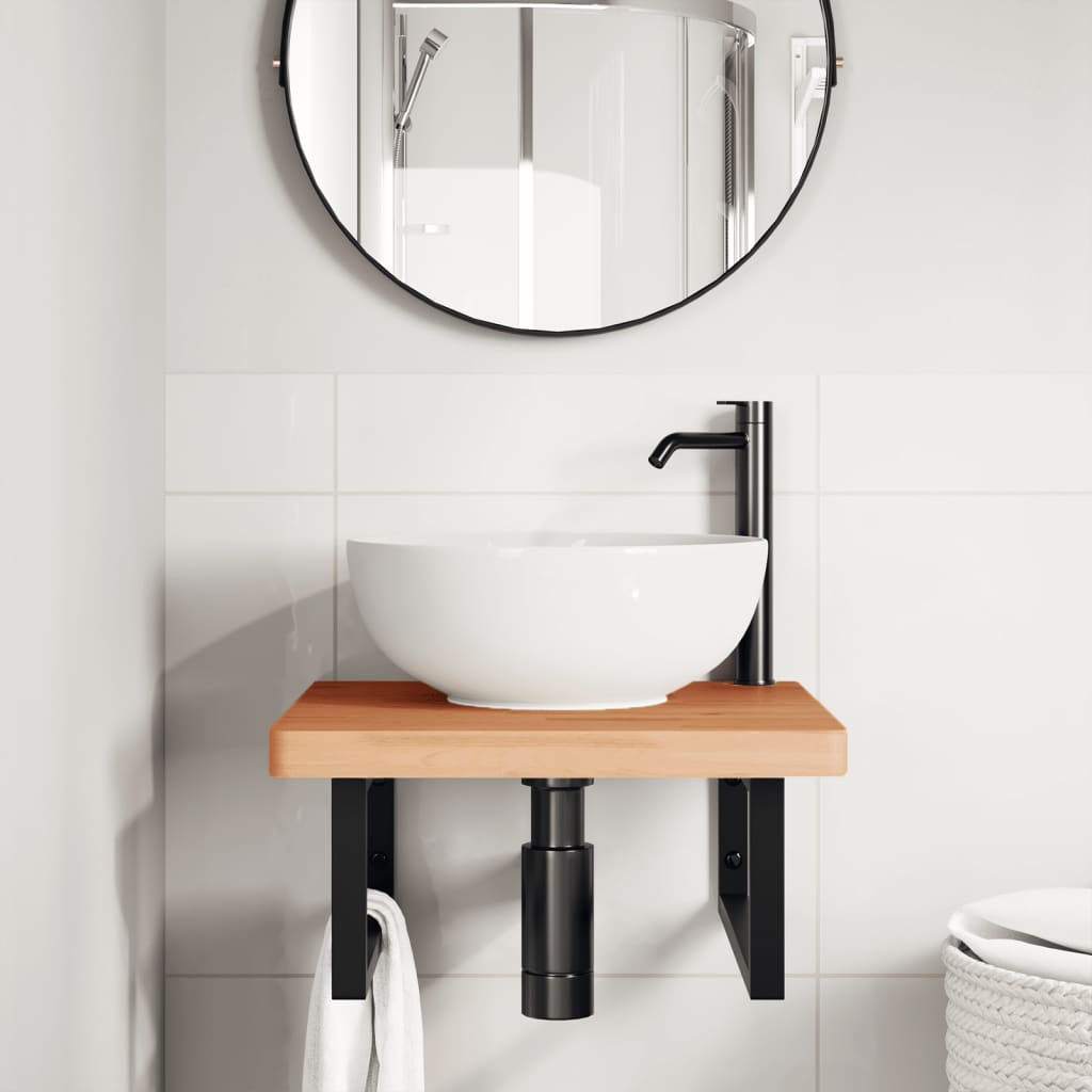 Badkamer wandschap staal en massief beukenhout is nu te koop bij PeponiXL, paradijselijk wonen!