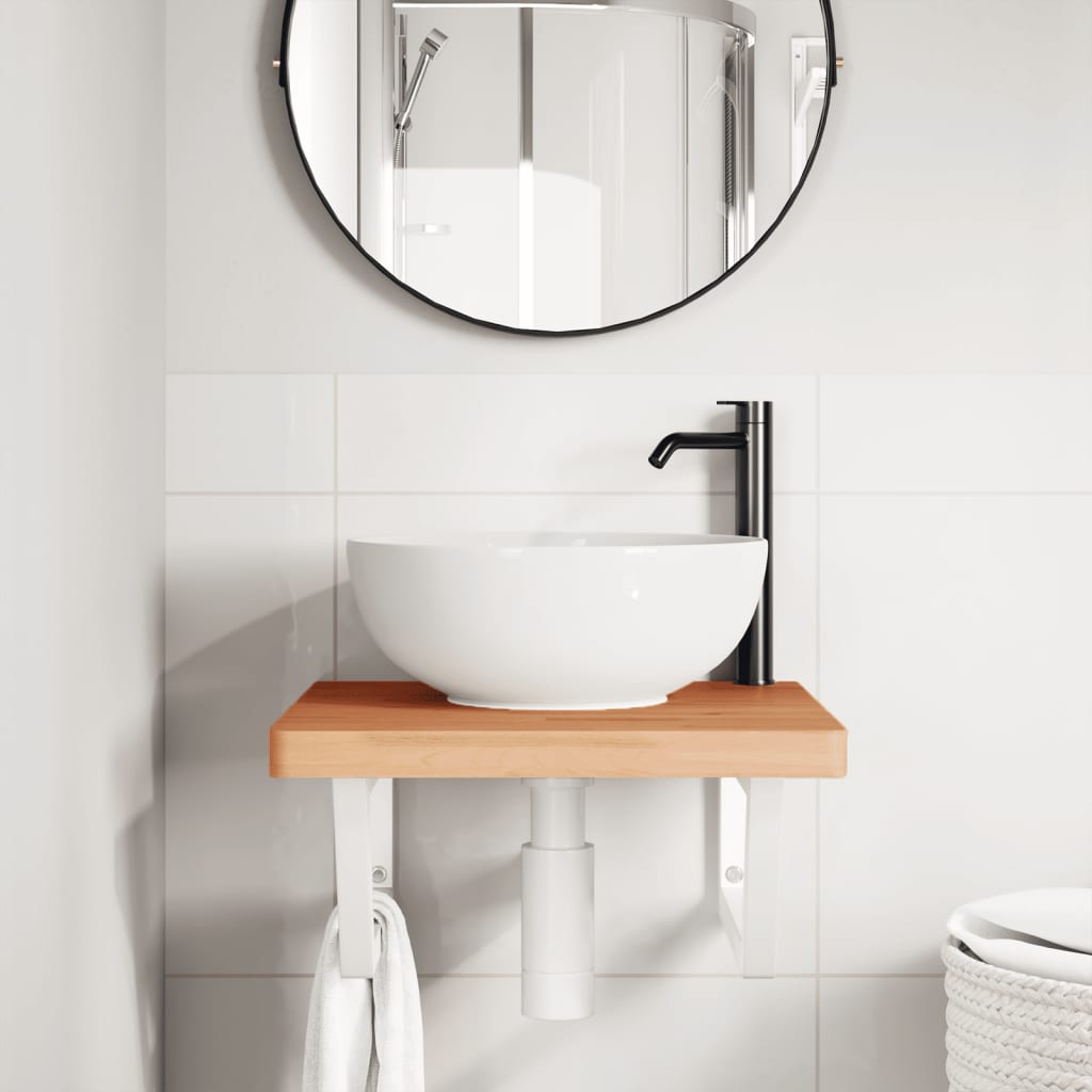 Badkamer wandschap staal en massief beukenhout is nu te koop bij PeponiXL, paradijselijk wonen!