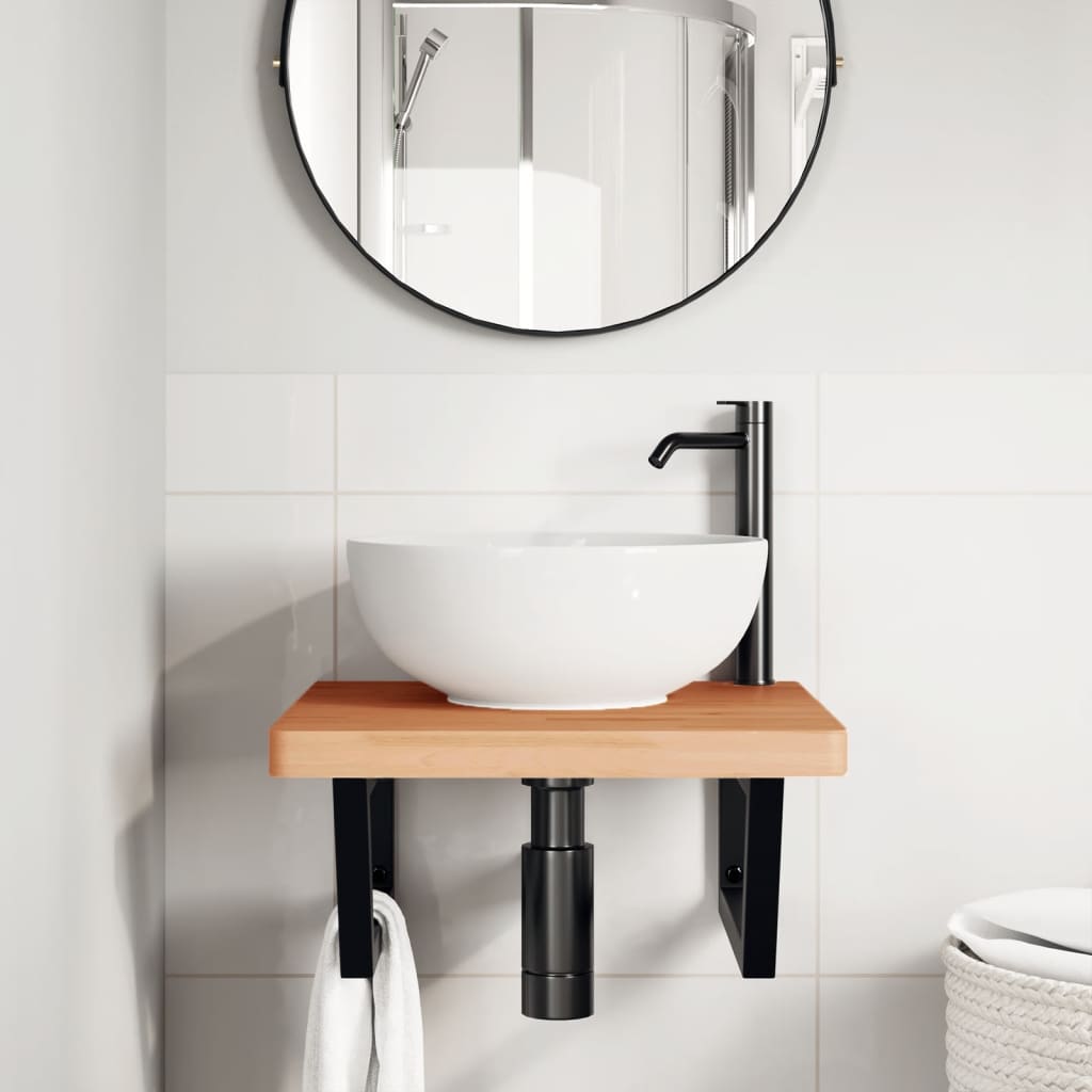 Badkamer wandschap staal en massief beukenhout is nu te koop bij PeponiXL, paradijselijk wonen!