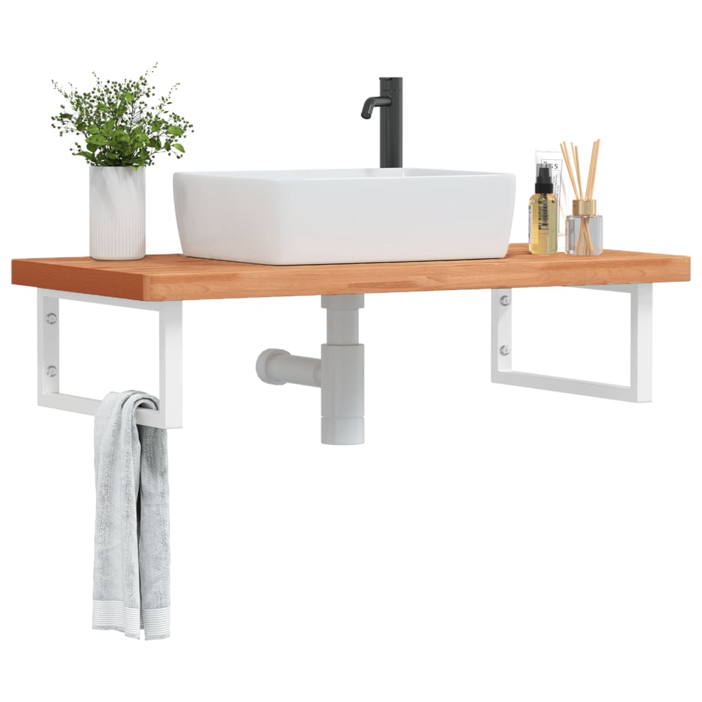 Badkamer wandschap staal en massief beukenhout is nu te koop bij PeponiXL, paradijselijk wonen!