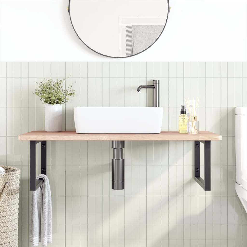 Badkamer wandschap staal en massief eikenhout is nu te koop bij PeponiXL, paradijselijk wonen!