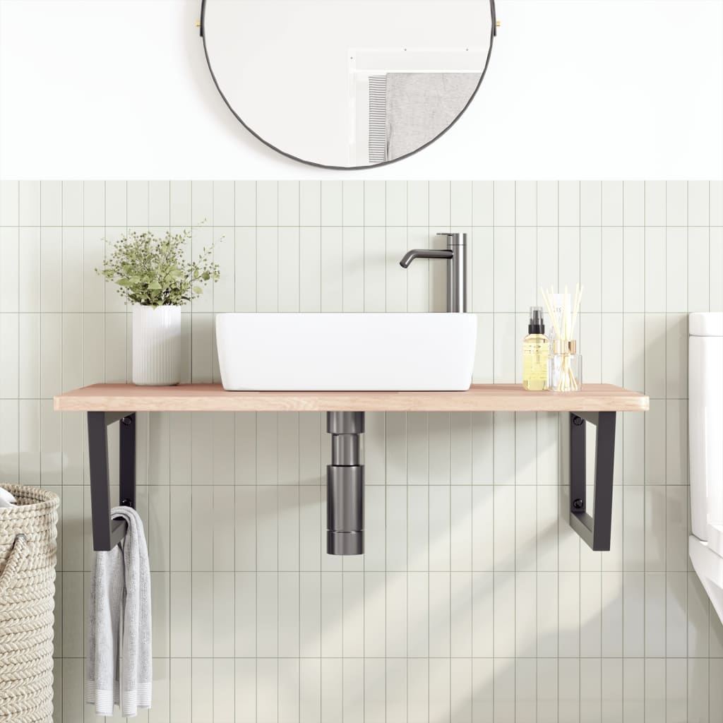 Badkamer wandschap staal en massief eikenhout is nu te koop bij PeponiXL, paradijselijk wonen!