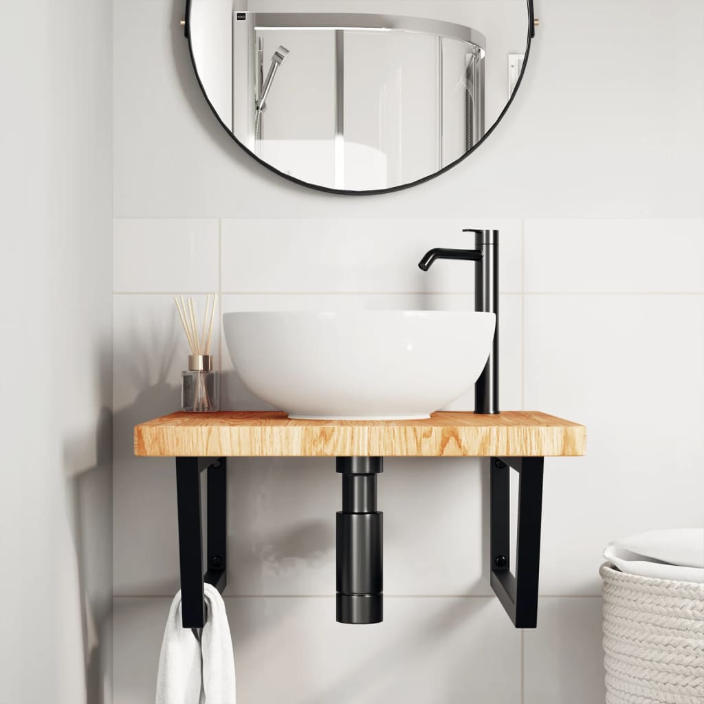Badkamer wandschap staal en massief eikenhout is nu te koop bij PeponiXL, paradijselijk wonen!