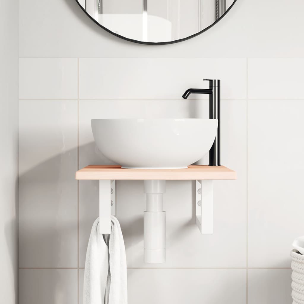 Badkamer wandschap staal en massief eikenhout is nu te koop bij PeponiXL, paradijselijk wonen!