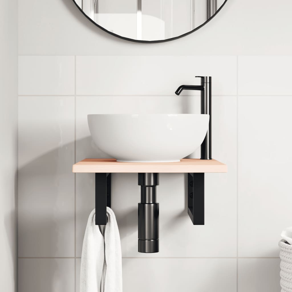 Badkamer wandschap staal en massief eikenhout is nu te koop bij PeponiXL, paradijselijk wonen!