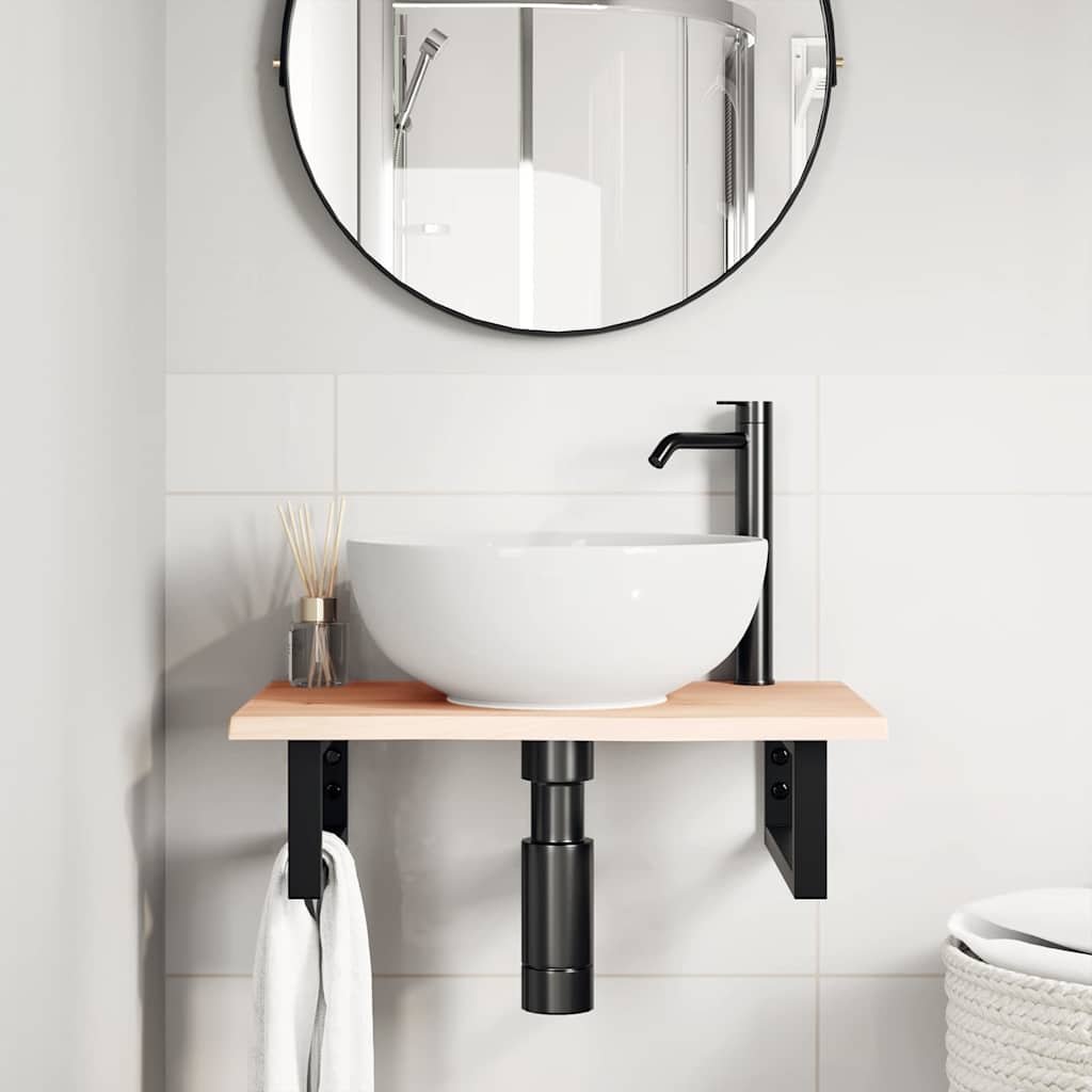 Badkamer wandschap staal en massief eikenhout is nu te koop bij PeponiXL, paradijselijk wonen!