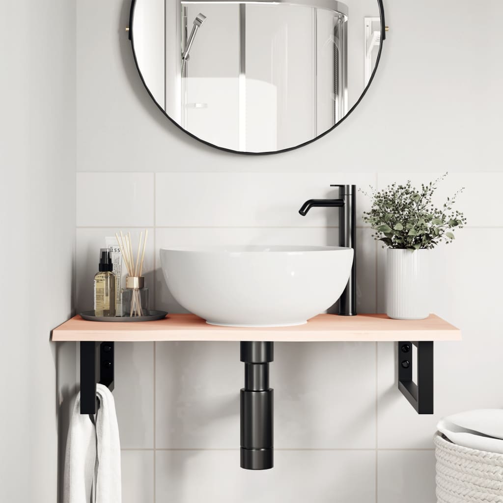 Badkamer wandschap staal en massief eikenhout is nu te koop bij PeponiXL, paradijselijk wonen!