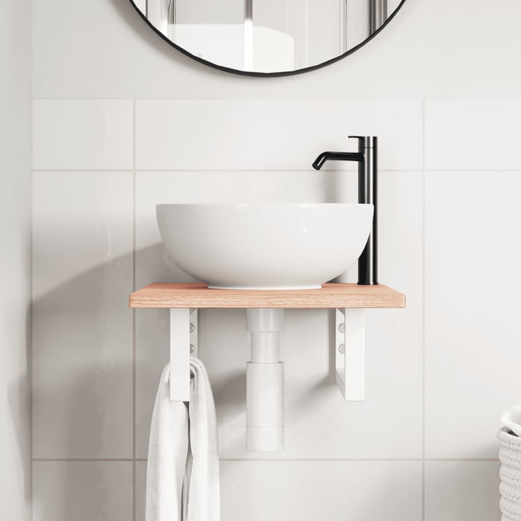 Badkamer wandschap staal en massief eikenhout is nu te koop bij PeponiXL, paradijselijk wonen!