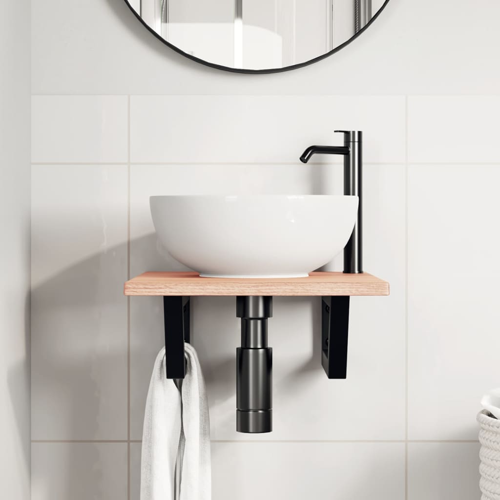 Badkamer wandschap staal en massief eikenhout is nu te koop bij PeponiXL, paradijselijk wonen!