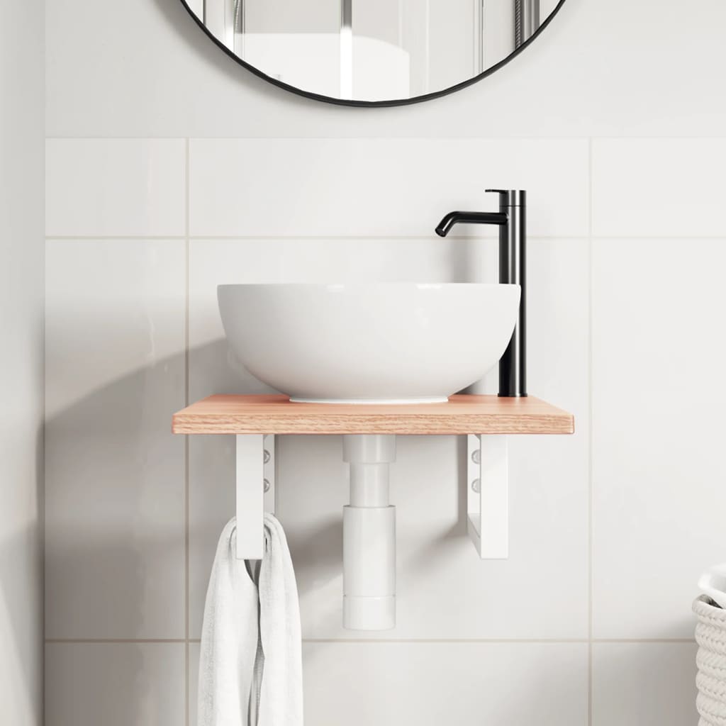 Badkamer wandschap staal en massief eikenhout is nu te koop bij PeponiXL, paradijselijk wonen!