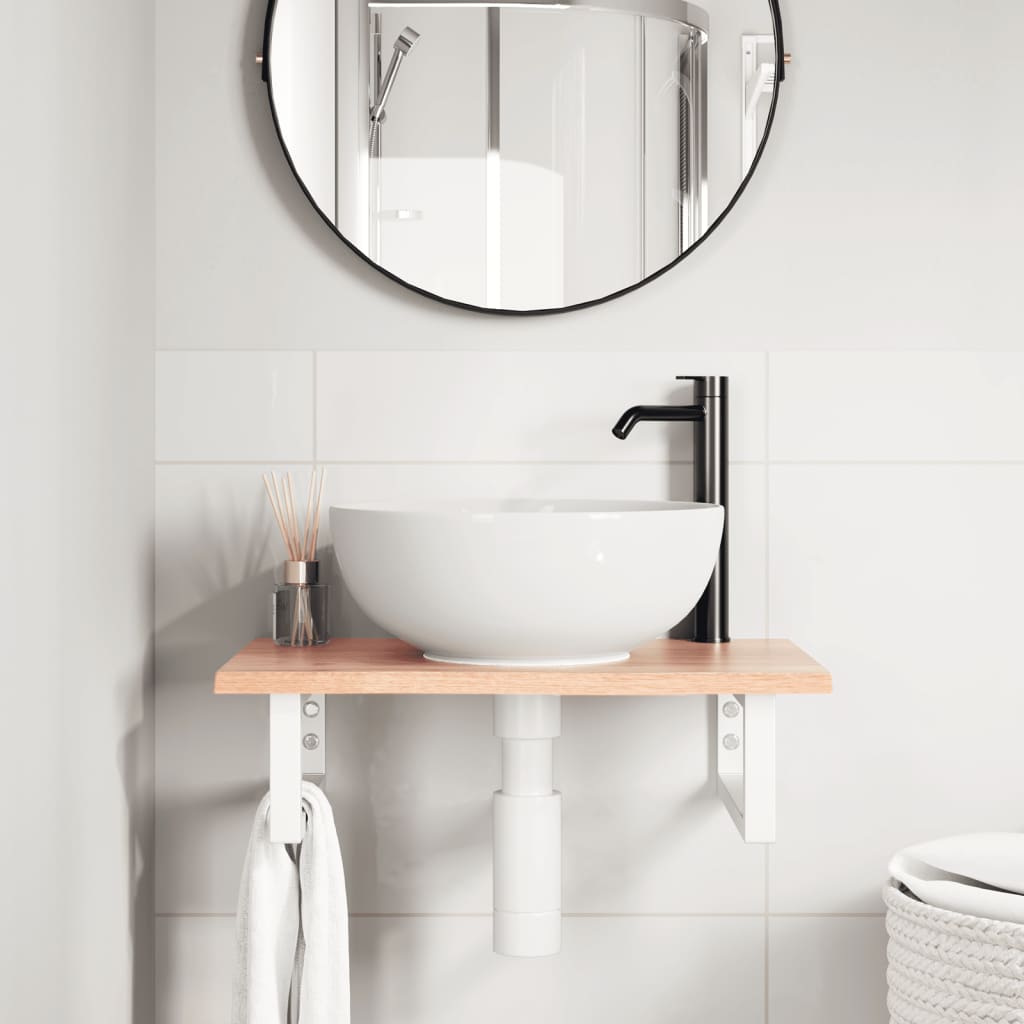 Badkamer wandschap staal en massief eikenhout is nu te koop bij PeponiXL, paradijselijk wonen!