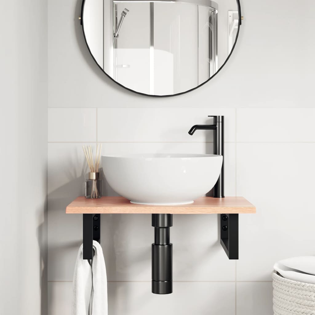 Badkamer wandschap staal en massief eikenhout is nu te koop bij PeponiXL, paradijselijk wonen!