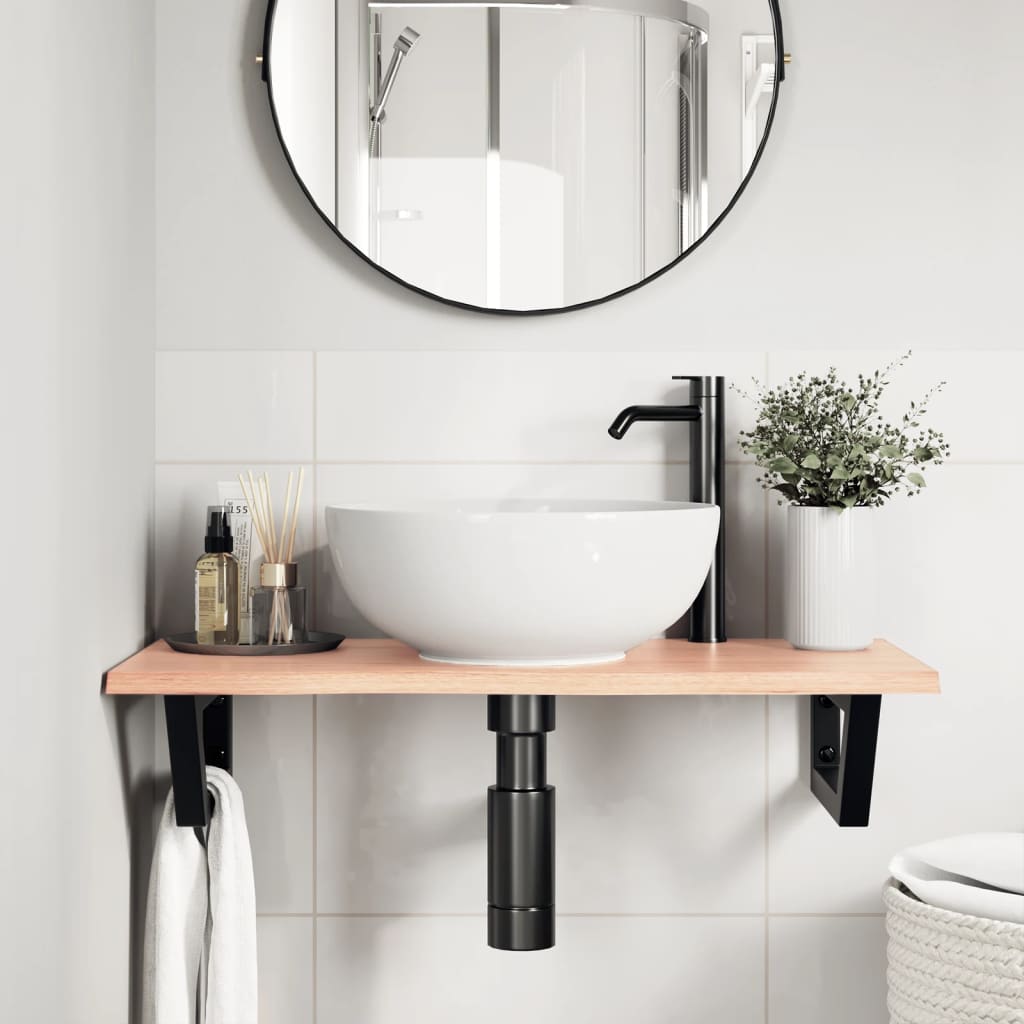 Badkamer wandschap staal en massief eikenhout is nu te koop bij PeponiXL, paradijselijk wonen!