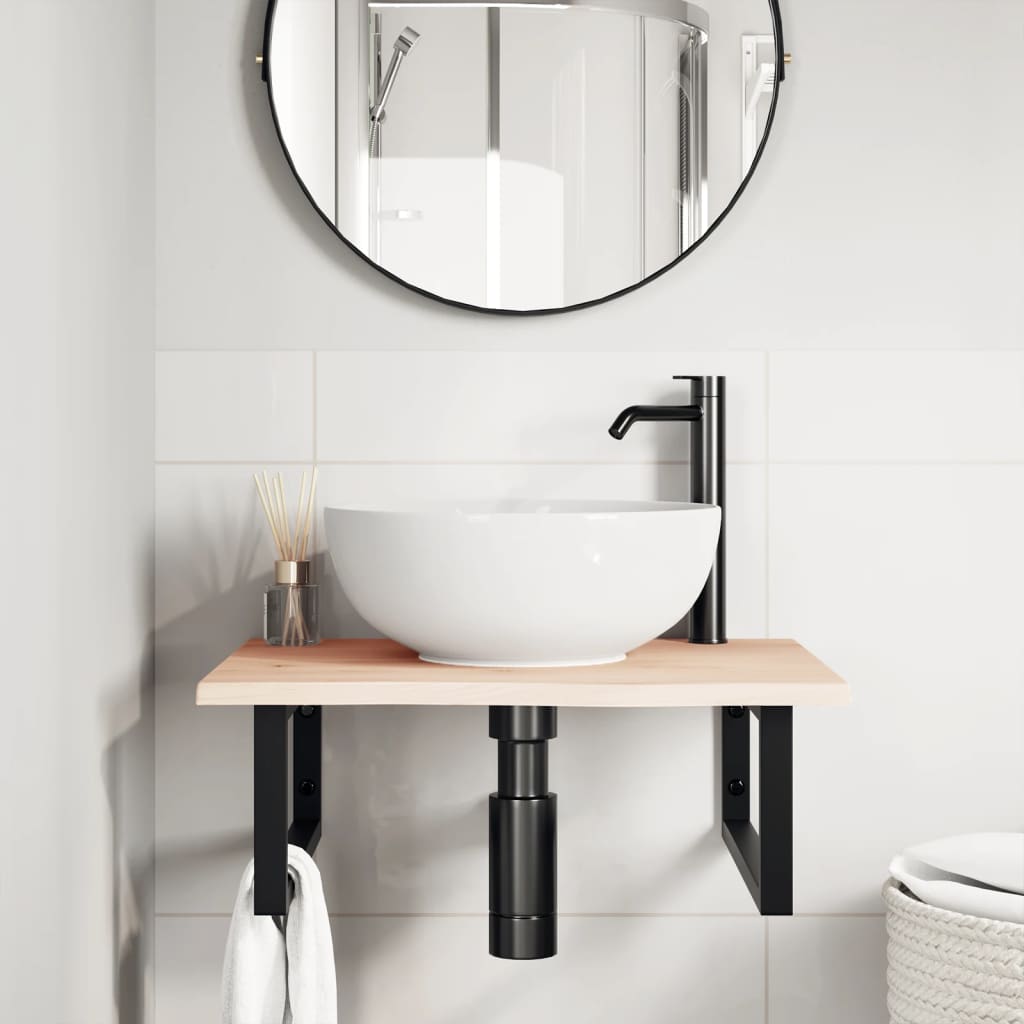 Badkamer wandschap staal en massief eikenhout is nu te koop bij PeponiXL, paradijselijk wonen!