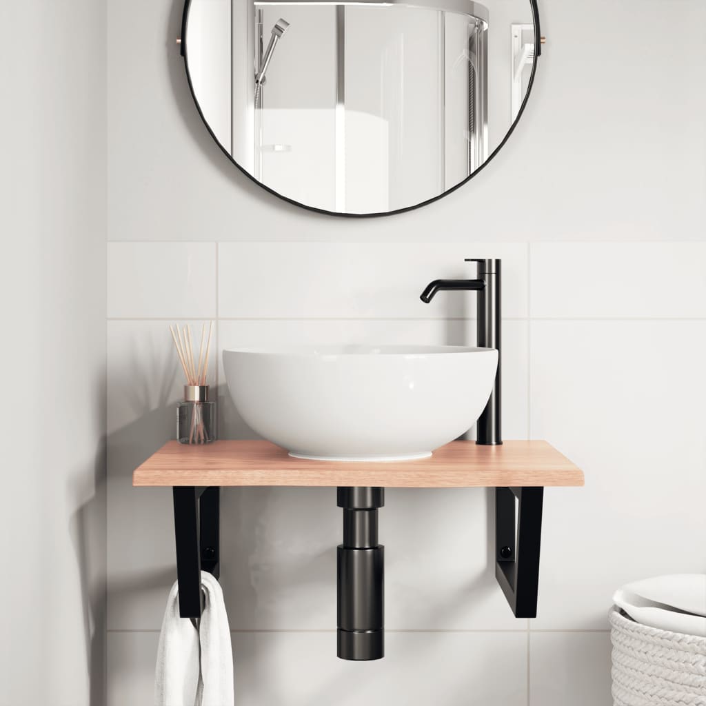 Badkamer wandschap staal en massief eikenhout is nu te koop bij PeponiXL, paradijselijk wonen!